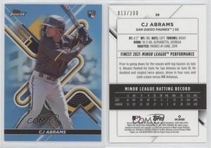 2022 Topps Finest Sky Blue Refractor /300 CJ Abrams #39 Rookie RC