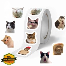 Cat Stickers 500Pcs Rolls - Funny Meme Seals for Kids Party Water Bottle