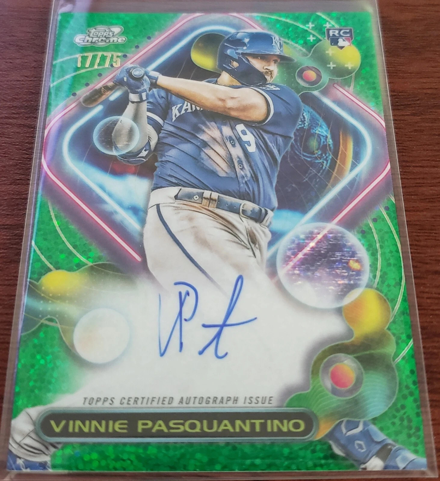 Vinnie Pasquantino RC Auto Green Space Dust /75  - 2023 Topps Cosmic Chrome