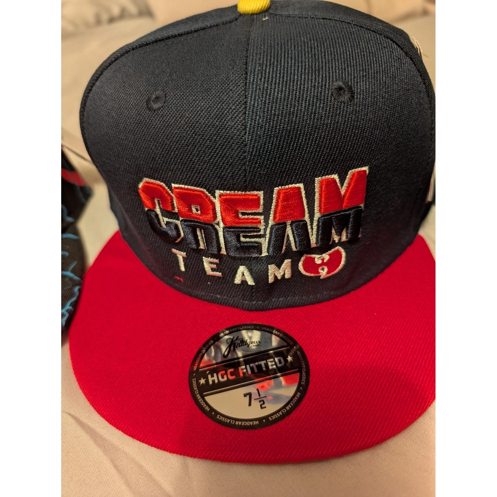Wu Tang Clan CREAM Team Fitted Hat Headgear Classics Navy Red Size 7 1/2 HGC081