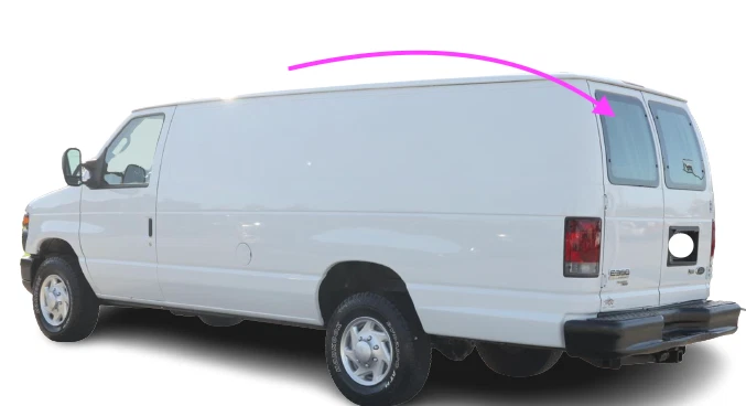 Se adapta a furgoneta Ford Econoline 1992-2016 lado del conductor ventana trasera izquierda vidrio 4 orificios Foto 4 de 4