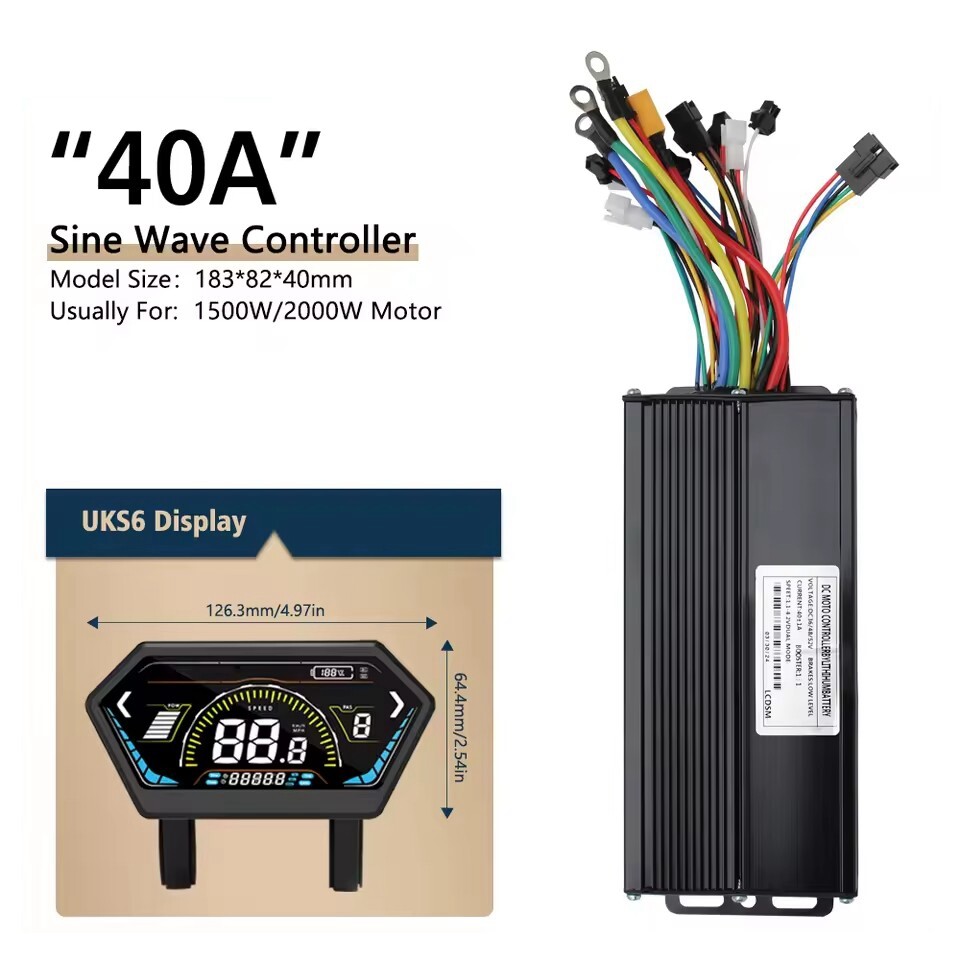 E-bike 36V 48V 52V 40A Controller w/Display Brake Throttle For 1500W ...