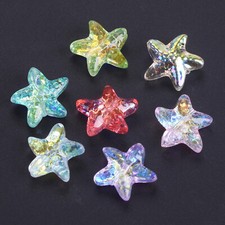 10pcs Glossy Starfish Star 14x15mm Crystal Glass Loose Beads For Jewelry Making