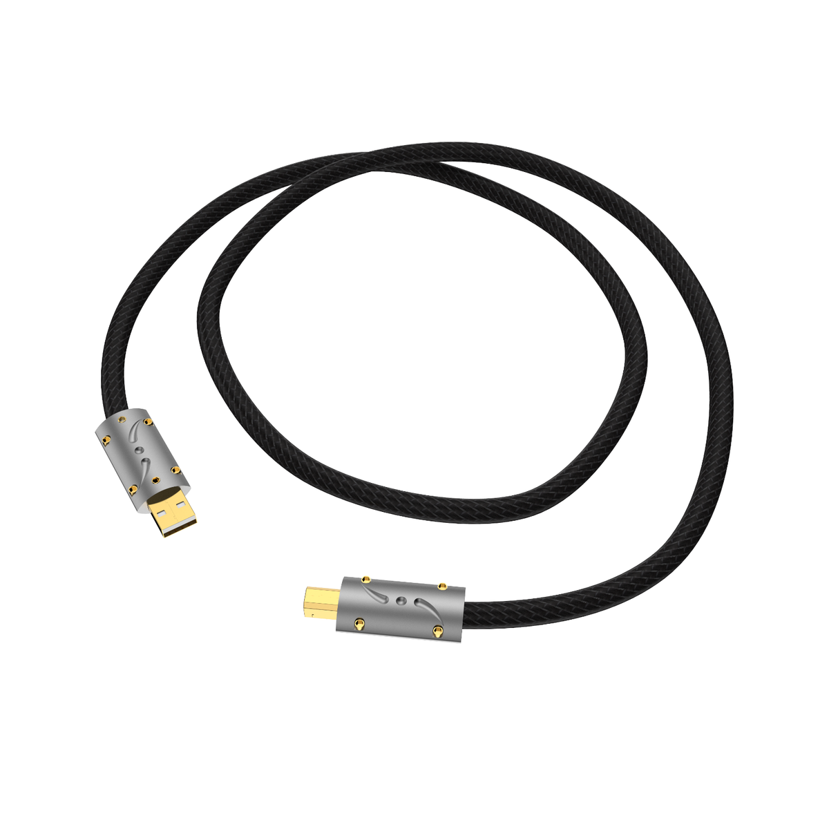 Câble USB Hi-End Viborg - Connecteurs Argent Pur Dorés - Type A Vers Type B - Pour DAC/Audio - Longueur Au Choix