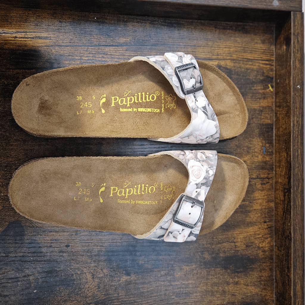 Birkenstock Papillio Madrid Floral Strap Slip On Cork Sandals