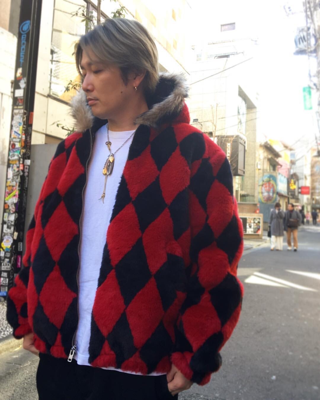 Supreme シュプリーム Diamond Faux Fur Jacket M