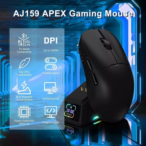 AJAZZ AJ159-APEX Gaming-Maus 8K PAW3390/3395 Sensor Ladestation mit Bildschirm - Bild 49 von 55