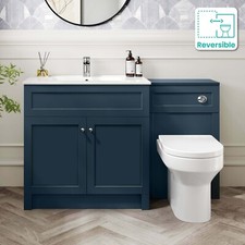 1300mm Traditional Matt Navy Blue Combined Freestanding Vanity Unit wc pan Basin