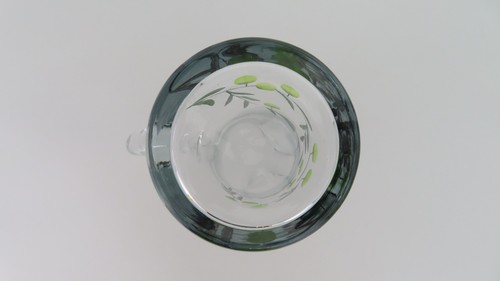 Clear Glass Pitcher Decanter with Olives Branches Colored Etched Design 10.75“H - Picture 12 of 12