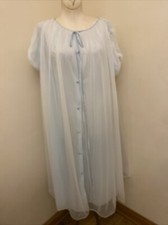 Vintage Goddard Artemis Lt.Blue Nylon  Chiffon Baby Doll Nightgown Size Medium