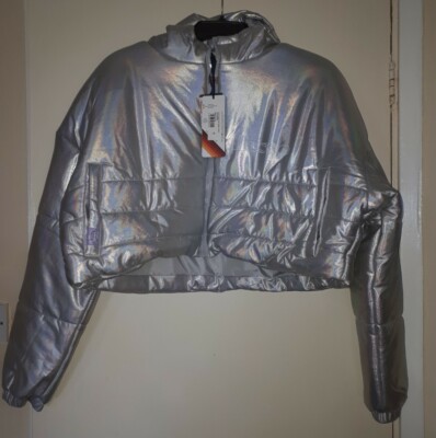 Ellesse Womens/Girls Girlfriend Crop Padded Silver Jacket (Size