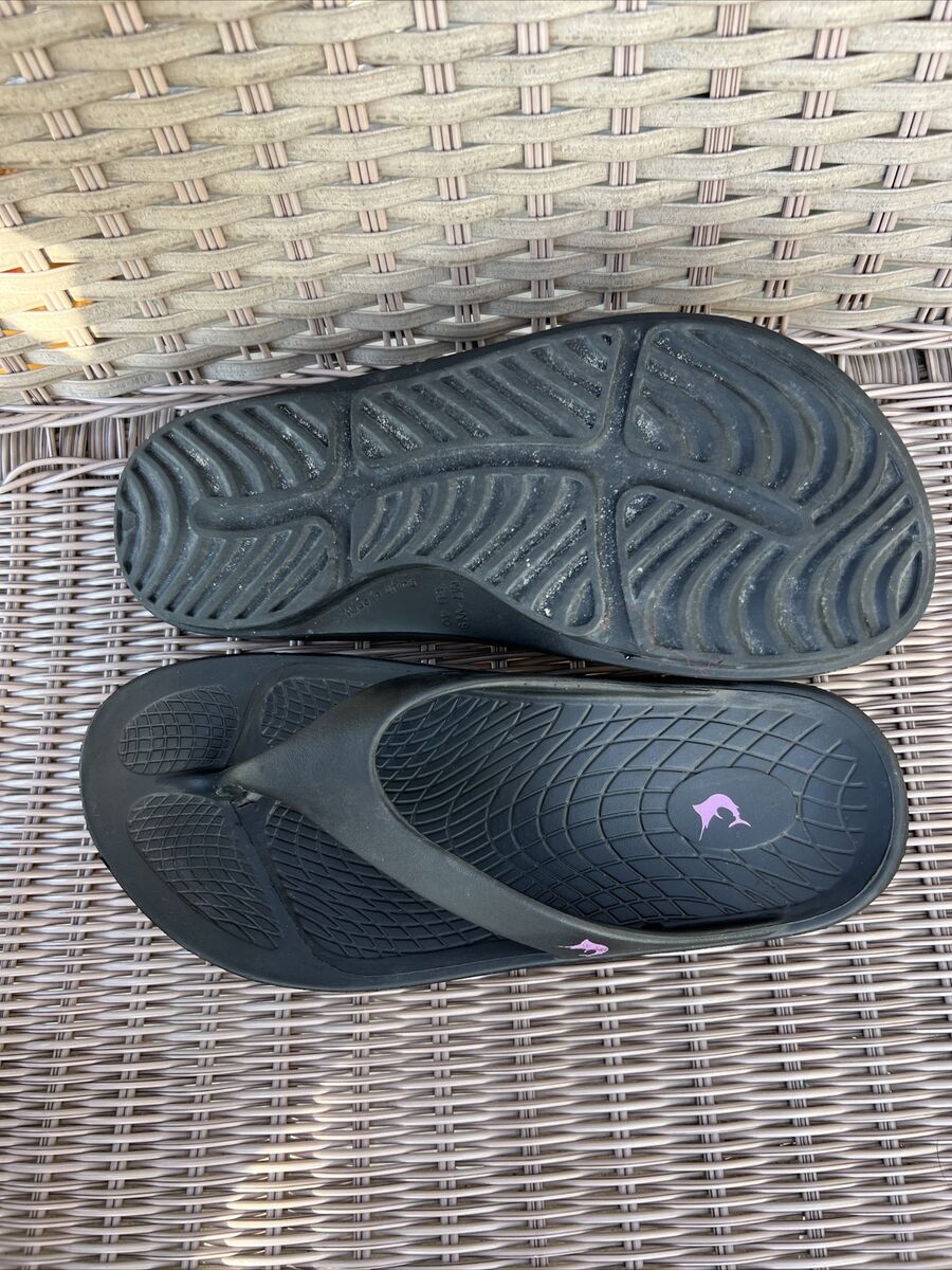 REEL LEGENDS Flip Flops Thongs Sandals Shoes Womens Sz 9 Molded Rubber Black