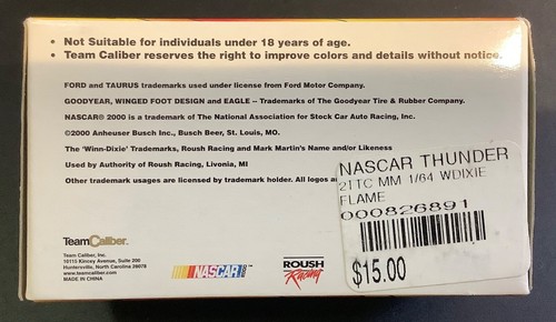 2000 Team Caliber Owners Series #60 Winn Dixie Flame 1/64 HOTO Roush Racing Ford - Picture 6 of 6