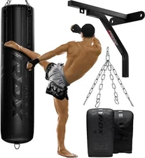 Punching Bag by RDX, MMA 4pc Filled Boxing Bag, Anti Swing Kickboxing Adult Set