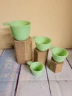 4 VINTAGE JADEITE GREEN MILK GLASS MEASURING CUPS