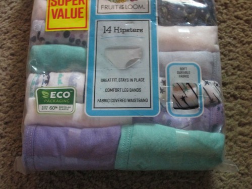 14)Fruit of the Loom Girl's HIPSTER panties-sz 6-NWT-14 pack- 8 solids/6 designs - Picture 2 of 4