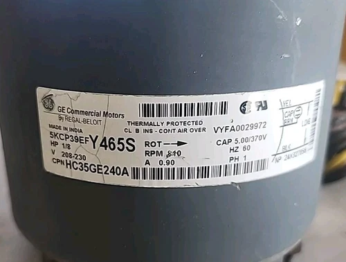GE 5KCP39EFY465S Blower Motor 1/8HP 208/230 V  840 RPM 1PH 60HZ used 4B=13
