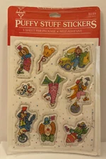 VINTAGE HALLMARK AMBASSADOR PUFFY STUFF STICKERS CLOWNS NOS HALLMARK CARDS 1984