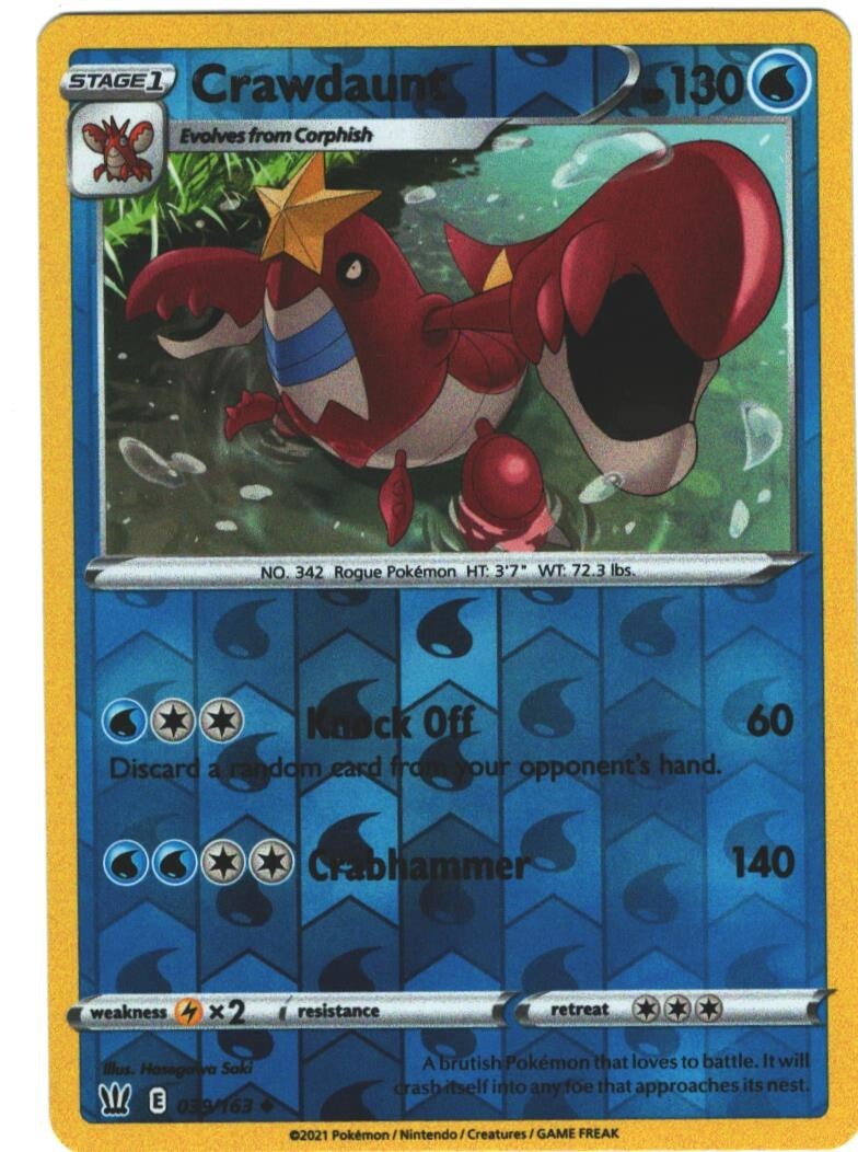 Crawdaunt 39/163 Battle Styles Reverse Holo Uncommon Pokemon Card Pokémon TCG