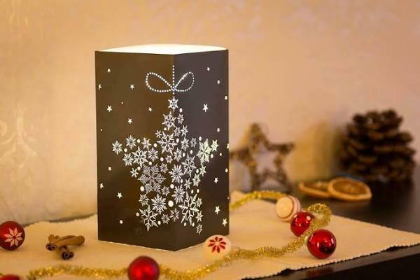 Led Windlicht Metall Quader Stern Schneeflocke Braun 85502-10 Weihnachten Deko-image