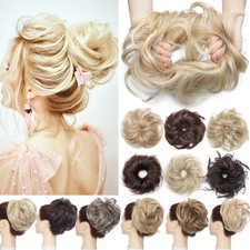 Curly Messy Bun Hair Piece Scrunchie Updo Wrap on Cover Hair Extensions As Human