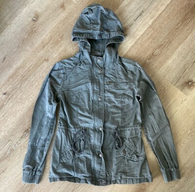 Forever 21 Jacket Hood Military Army Green Zip Women Size S