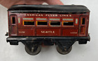 American Flyer Lines O Seattle 1120 Maroon Passenger Coach Train Car *Rough*