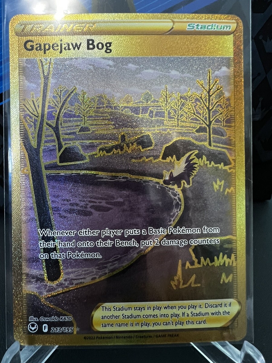pokemon gapejaw bog gold card Gapejaw Bog -213/195 - Gold Secret Rare - Silver Tempest