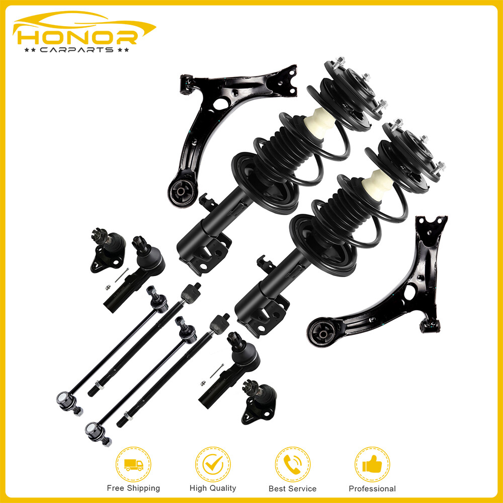 Front Struts With Springs & Sway Bar Kit For Toyota Corolla 2009-2013 – 12pc Complete Suspension Package, 10yr Warranty