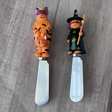 Boston Warehouse Halloween Butter & Cheese Spreaders 1995 Witch Cat Pumpkin