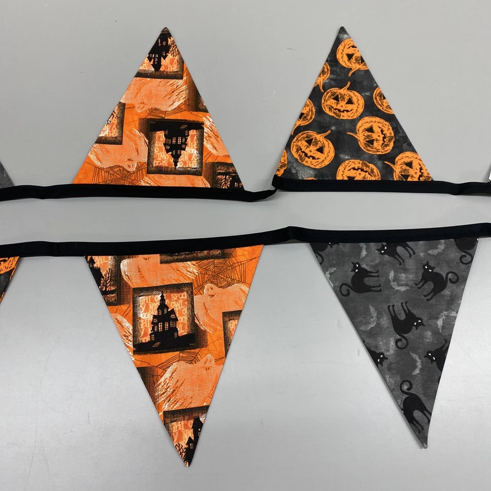 Homemade Fabric Pennant Banner Decoration Halloween Approx. 83" - Image 3 of 4
