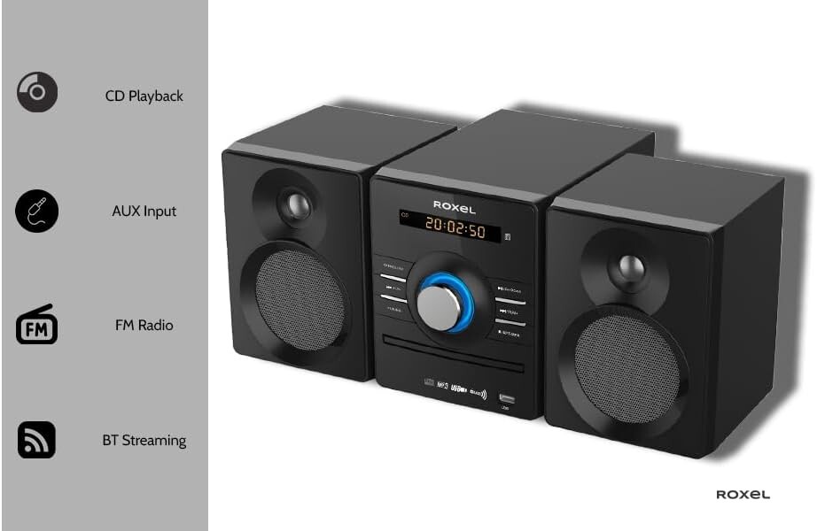 Micro Cd Roxel RCD-240BT Micro CD Player with 25W RMS Sound, USB Playback, FM ...