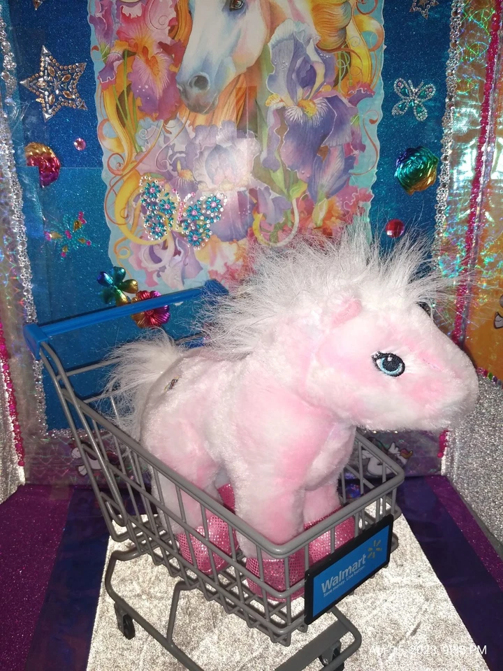 🦄Ganz Webkinz "Pink Pony* Fluffy White Mane Tail Sparkly Pink Feet HM117 Plush! - Image 2 of 4