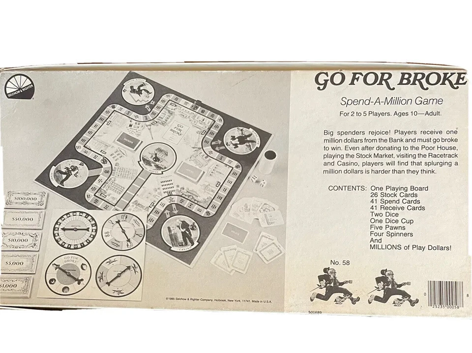 Vtg 1985 Selchow & Righter Go For Broke Spend A Million Board Game. Retro Money - Image 2 of 4