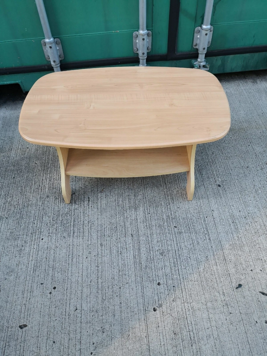 Small Beech Style coffee table 2 tier used item 77cm wide x 48cm