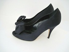 KATE SPADE NY Black Satin Origami Round Toe Bow Heel Pumps Size 8 1/2 B