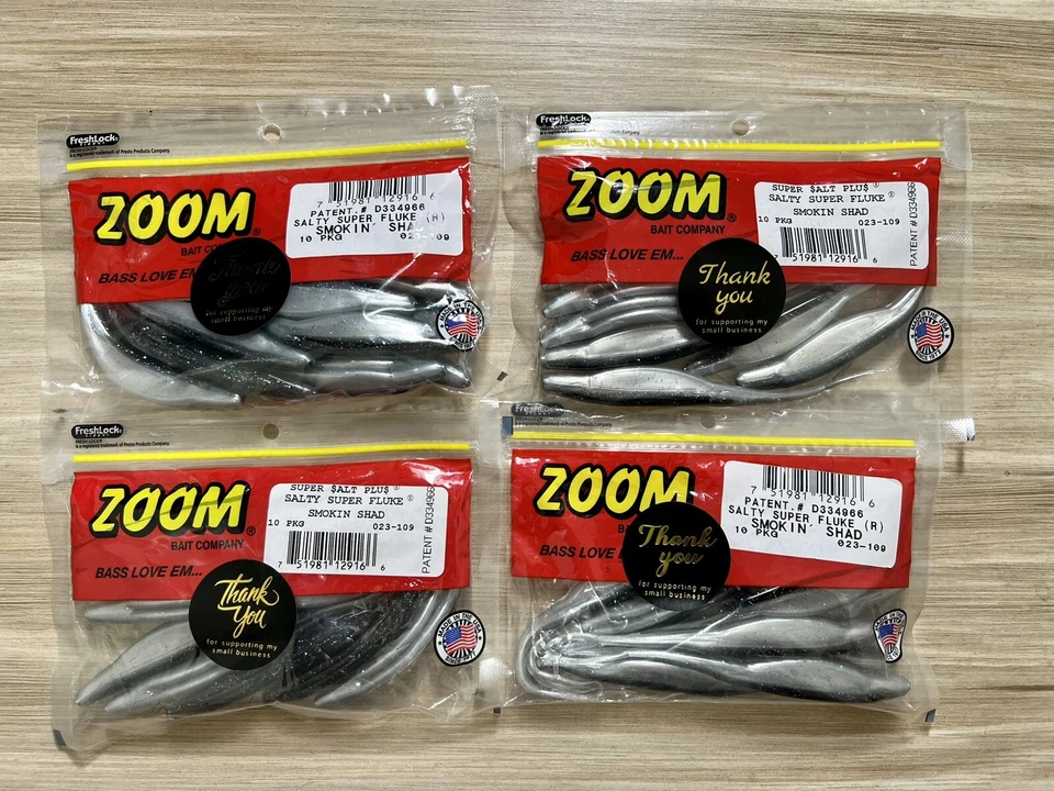 ZOOM (Lote de 4) Super Flukes Salado+ Plus, Pesca de lubina, Nuevo, Envío Gratis Foto 2 de 4