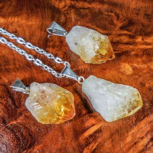 Raw Citrine Necklace - Yellow Crystal Point Pendant - Petite Natural (A50) - 第 1/3 張圖片