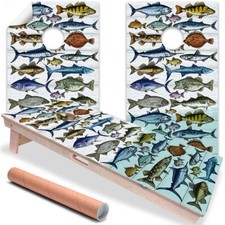 Vintage Style Game Fishing Beach Cornhole Wraps Stickers Skins Wraps for Boards