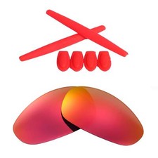 Walleva Non-Polarized Fire Red lenses And Red Rubber Kit for Oakley Juliet