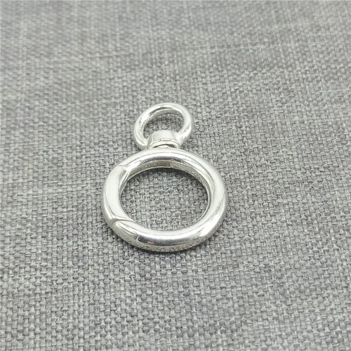 2 Sterling Silver Swivel Circle Clasps 925 Silver Oval Push Clasp for Necklace - Picture 4 of 11