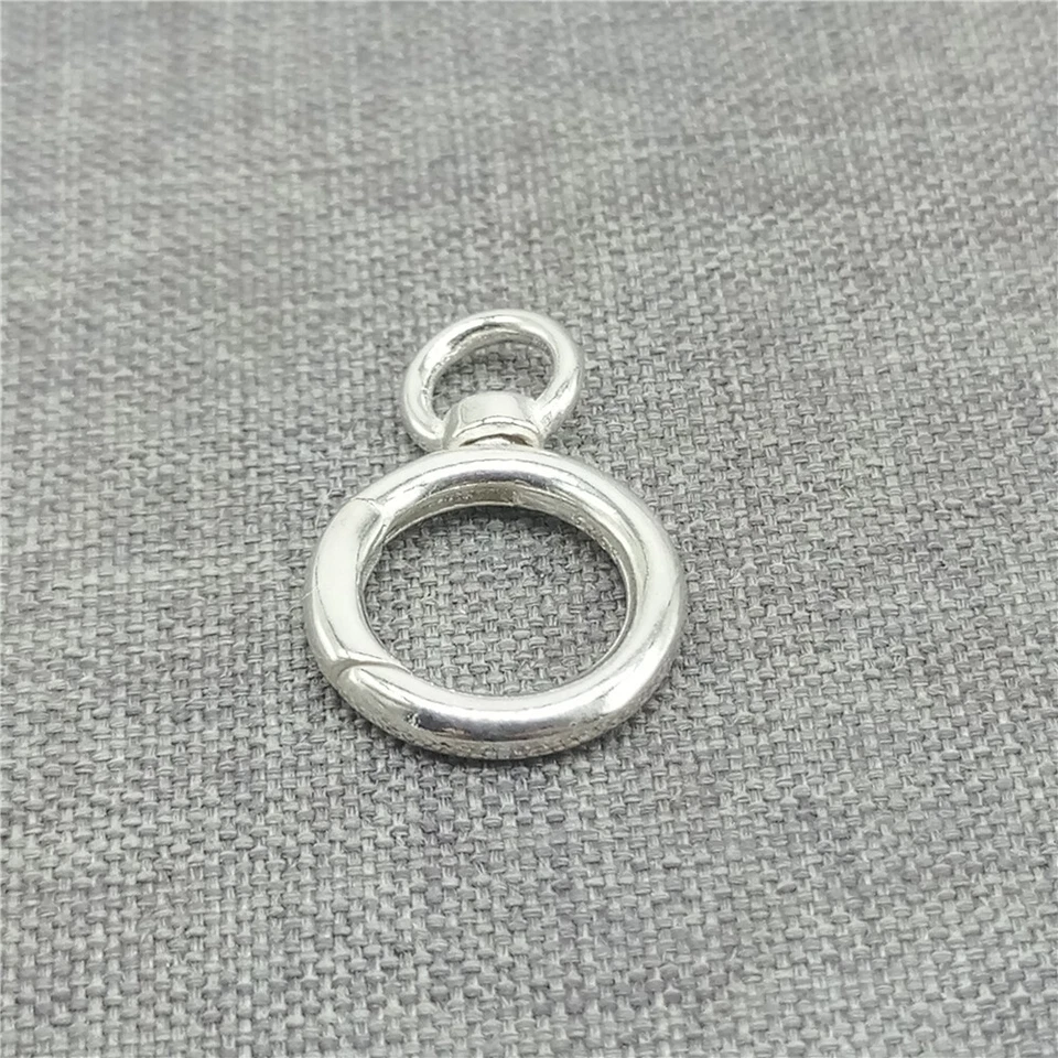 2 Sterling Silver Swivel Circle Clasps 925 Silver Oval Push Clasp for Necklace - Image 4 of 4