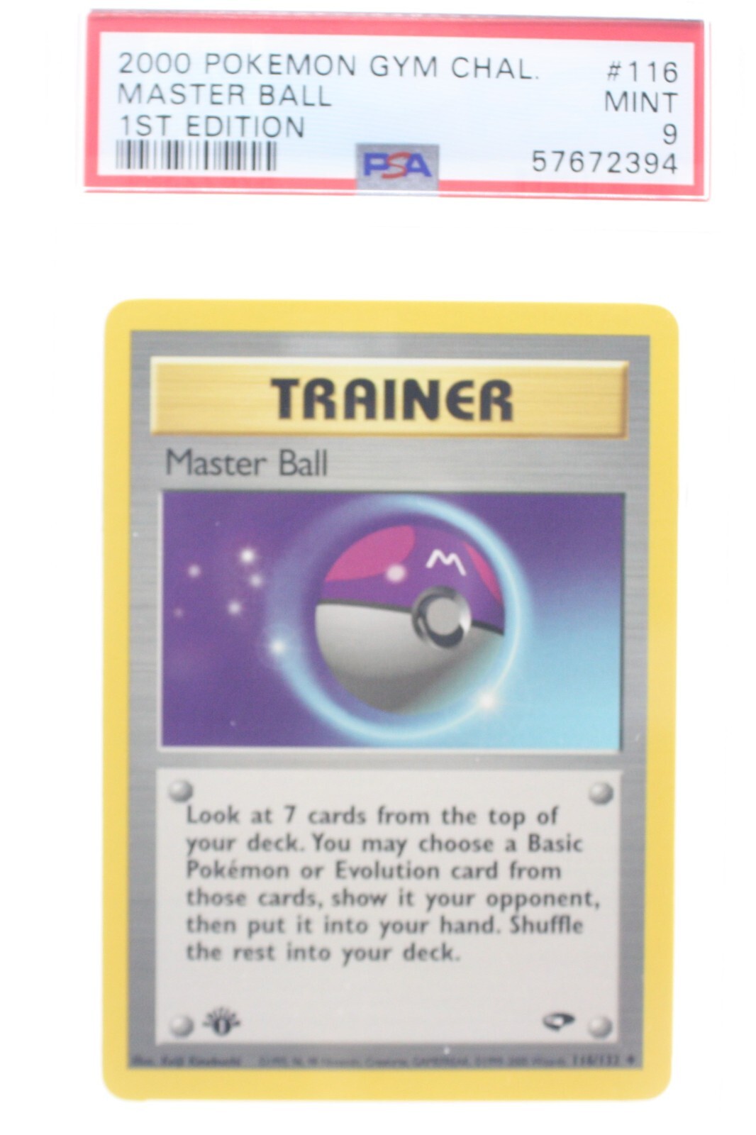 PSA 9 MINT 2000 Pokémon Gym Challenge #116 Master Ball 1st Edition !!!