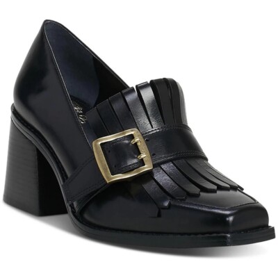 Vince Camuto SEDNA Black Leather Square Toe Buckle Loafers Shoes Size 9 M