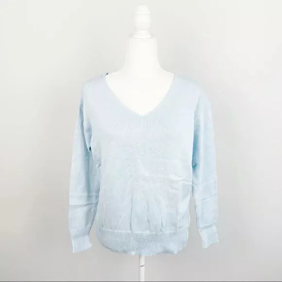 Cotton Emporium Knot Back Sweater in Periwinkle Blue SIZE S XS eBay