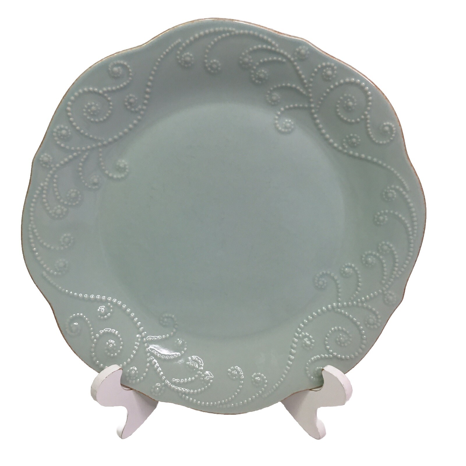 Lenox FRENCH PERLE Ice Blue 11&rdquo; Dinner Plate Beaded By Des