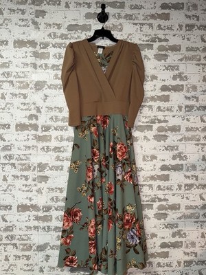 Beautiful Unique Fredes Blouson Long Sleeve Dress Floral Skirt Detail - SMALL
