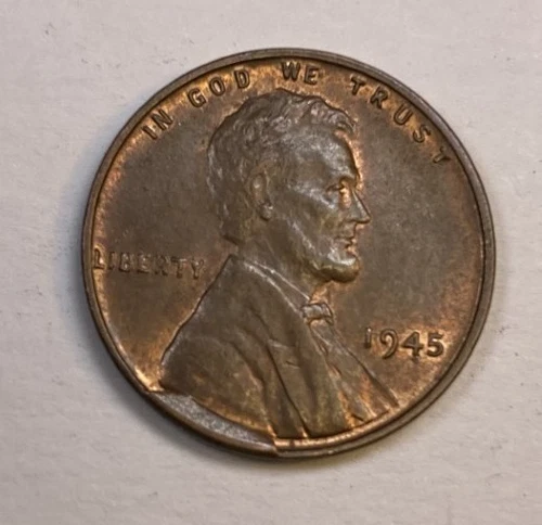 AU 1945 UNITED STATES LINCOLN WHEAT PENNY ERROR COIN W/ LARGE OBVERSE CUD