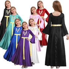 Kids Girls Gowns Sequins Dress Performance Costume Theatrical Princess Cosplay