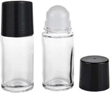 Junfamilee 2 Pcs 50ml Glass Essential Oil Roller Bottles Refillable Roll on Empt